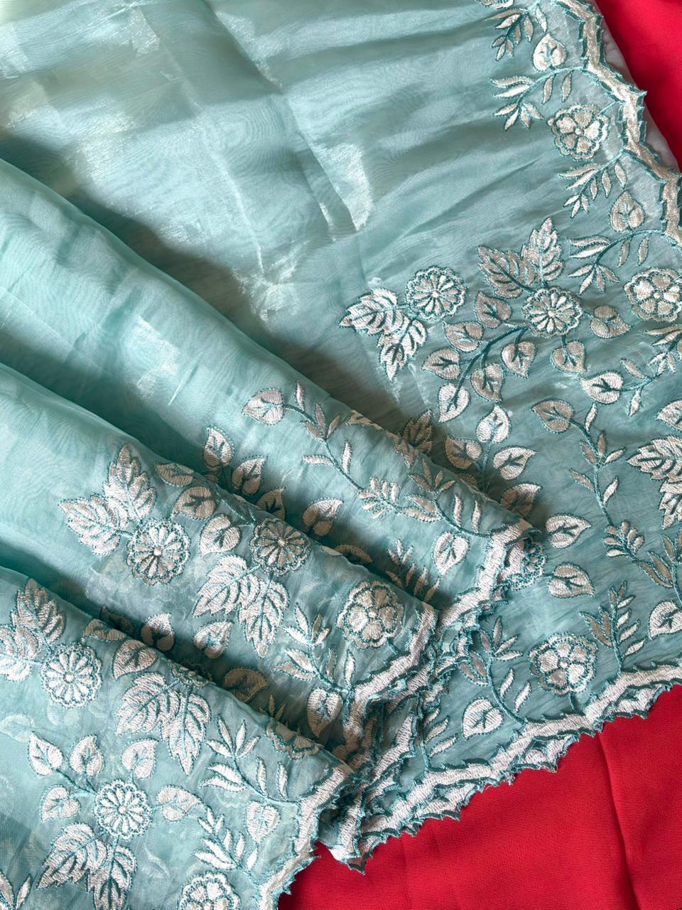 Organza Embroidered Saree