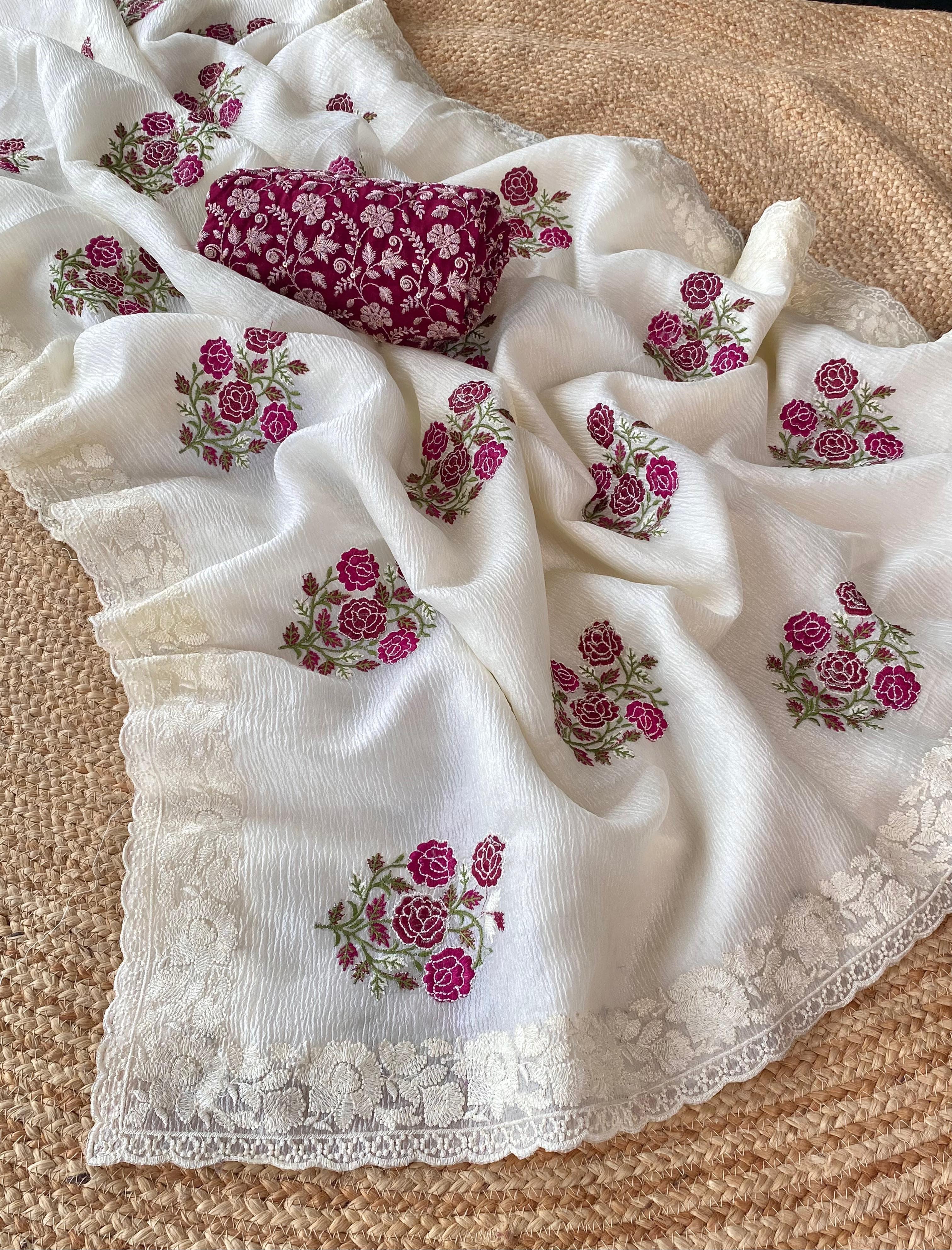 Floral Embroidered Saree