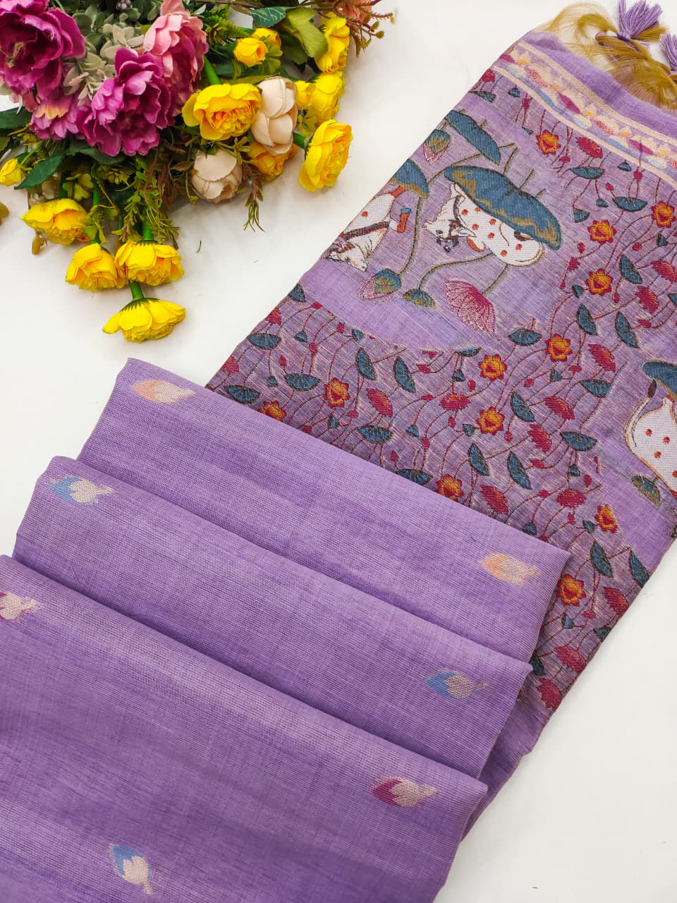 Ghicha cotton saree Pichwai Pallu