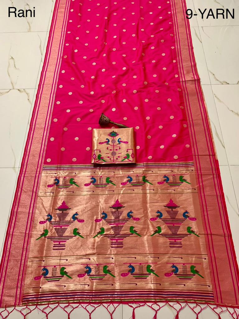 Minakari Kadiyal Border Nauvari Saree (9 Yards)