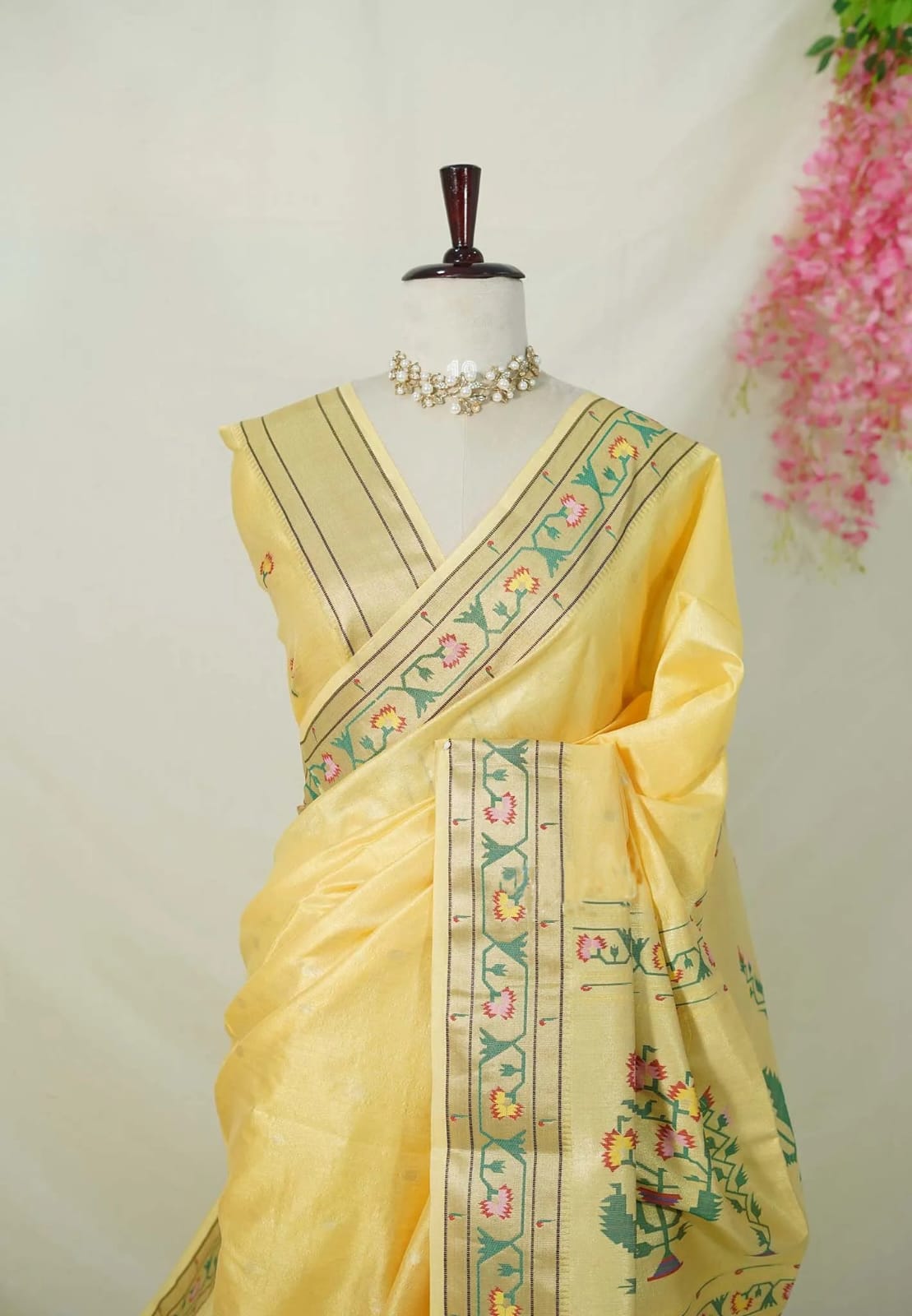 Asawali Border Soft Tussar Silk Paithani  