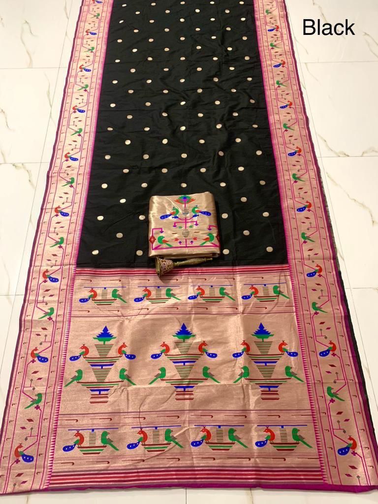 Rich Peacock Border Semi Silk Paithani Saree