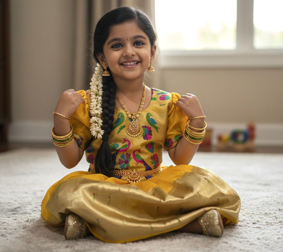 Kids Paithani Lehenga (Fully Stitched )