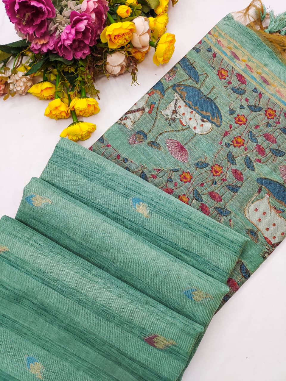 Ghicha cotton saree Pichwai Pallu