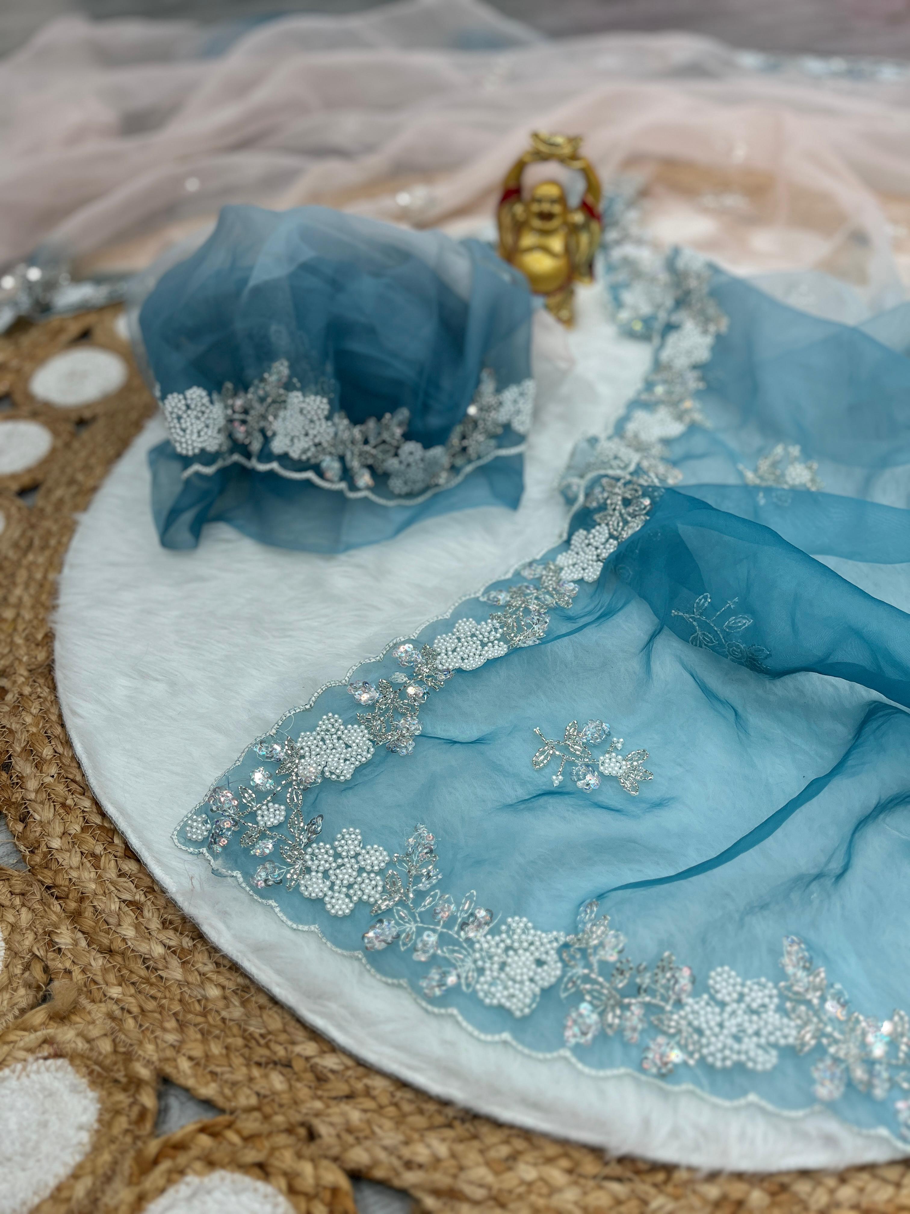 Soft Shiney Organza Cutdana Work Saree