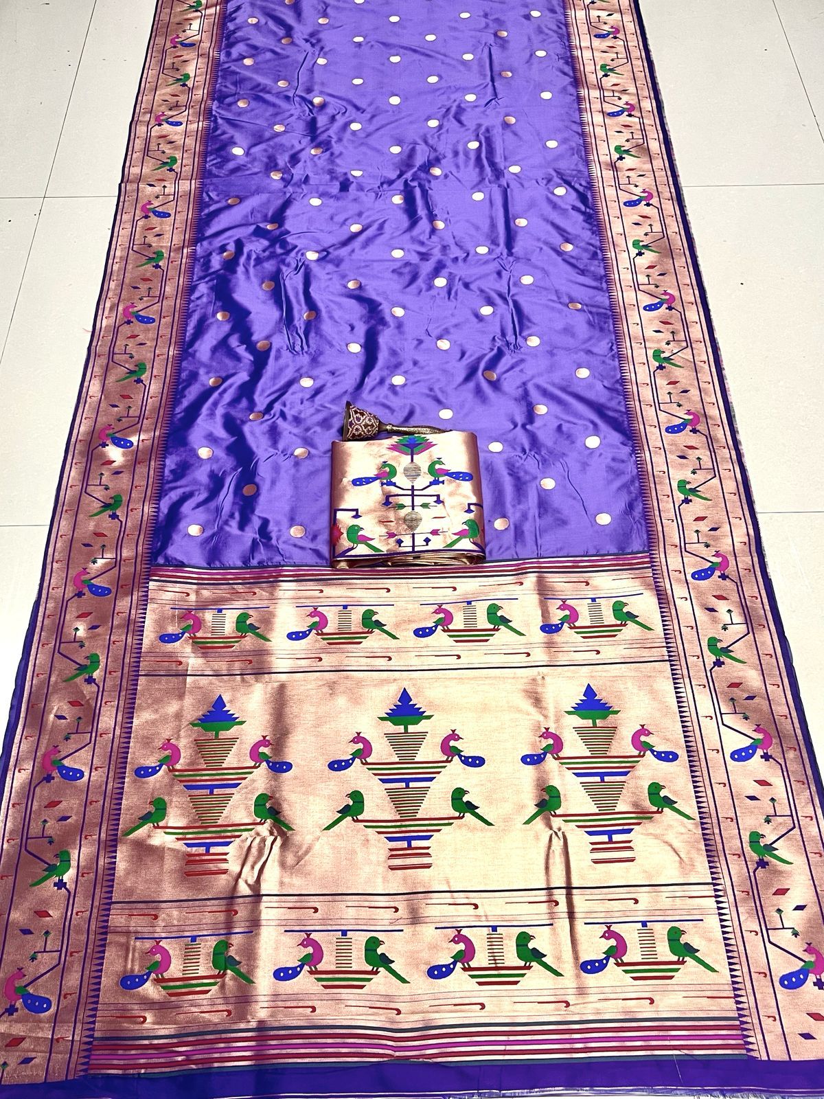 Rich Peacock Border Semi Silk Paithani Saree