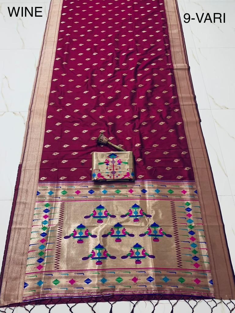 Kadiyal Border Semi Silk Nauvari (9 yards)