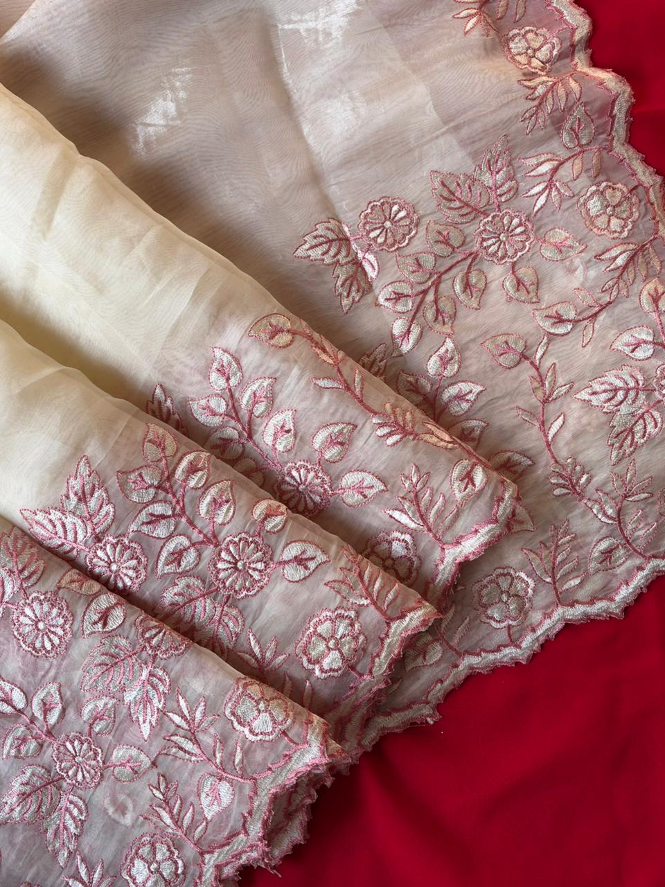 Organza Embroidered Saree