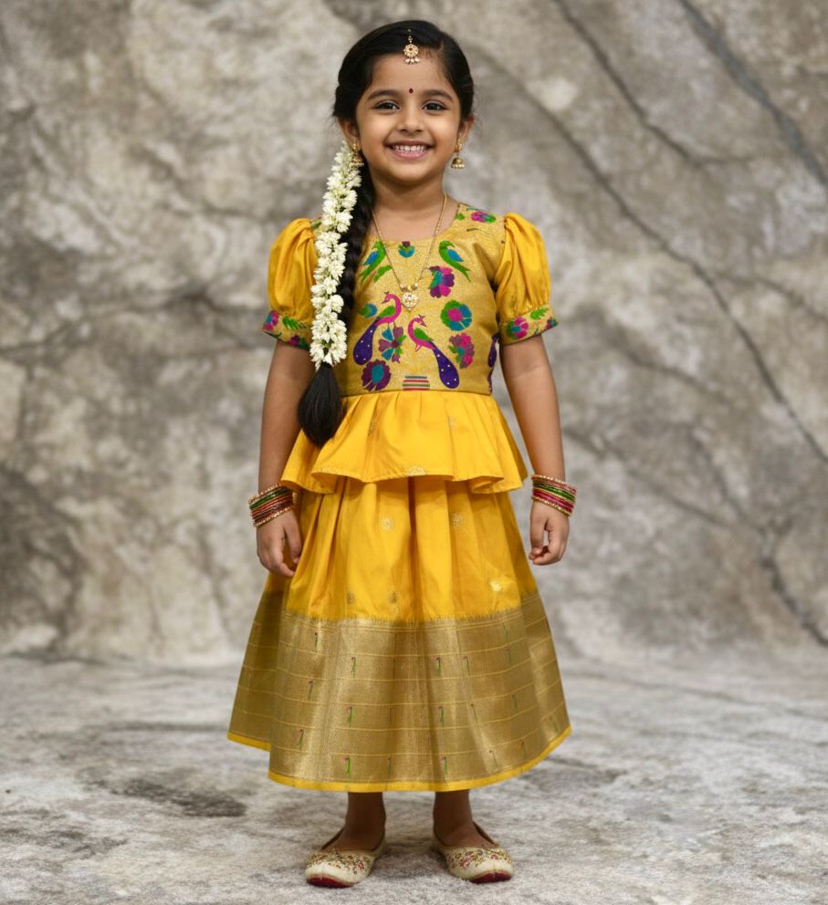 Kids Paithani Lehenga (Fully Stitched )