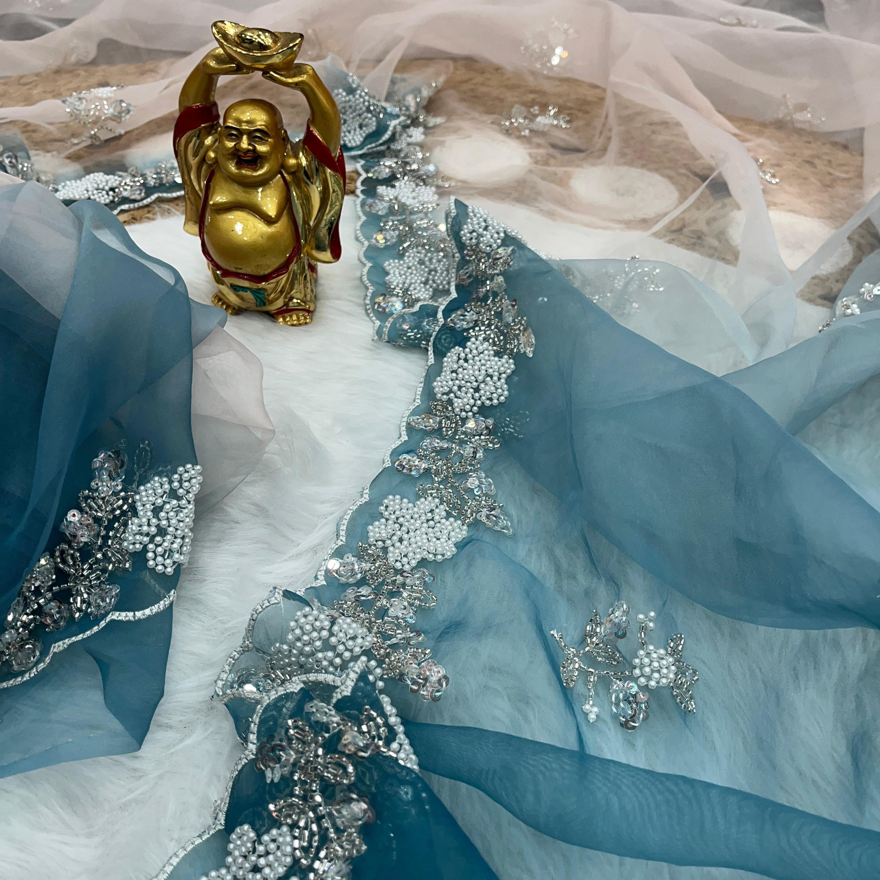 Soft Shiney Organza Cutdana Work Saree