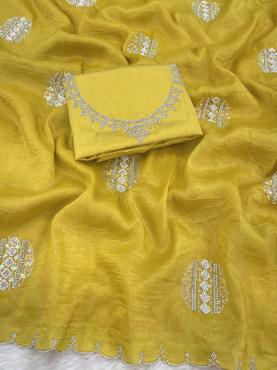 GOLD CRUSH DESIGNER SAREE