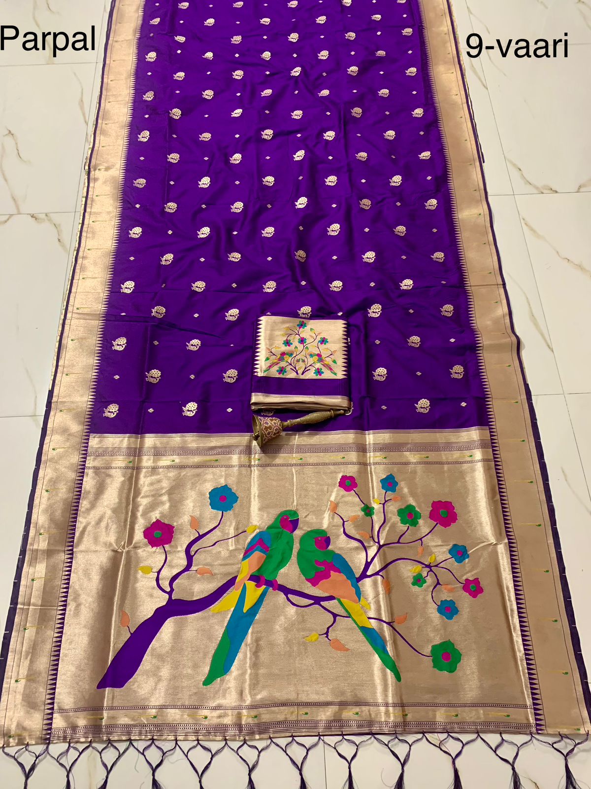  Semi Silk Muniya Border Nauvari (9 Yards)