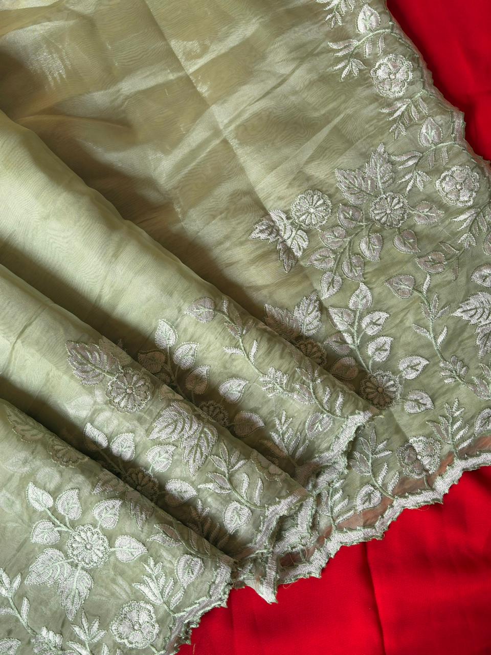 Organza Embroidered Saree