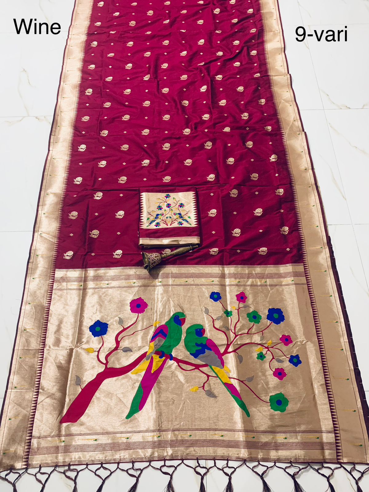  Semi Silk Muniya Border Nauvari (9 Yards)