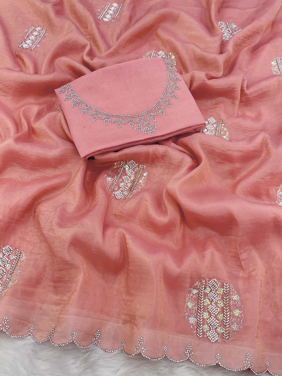 GOLD CRUSH DESIGNER SAREE