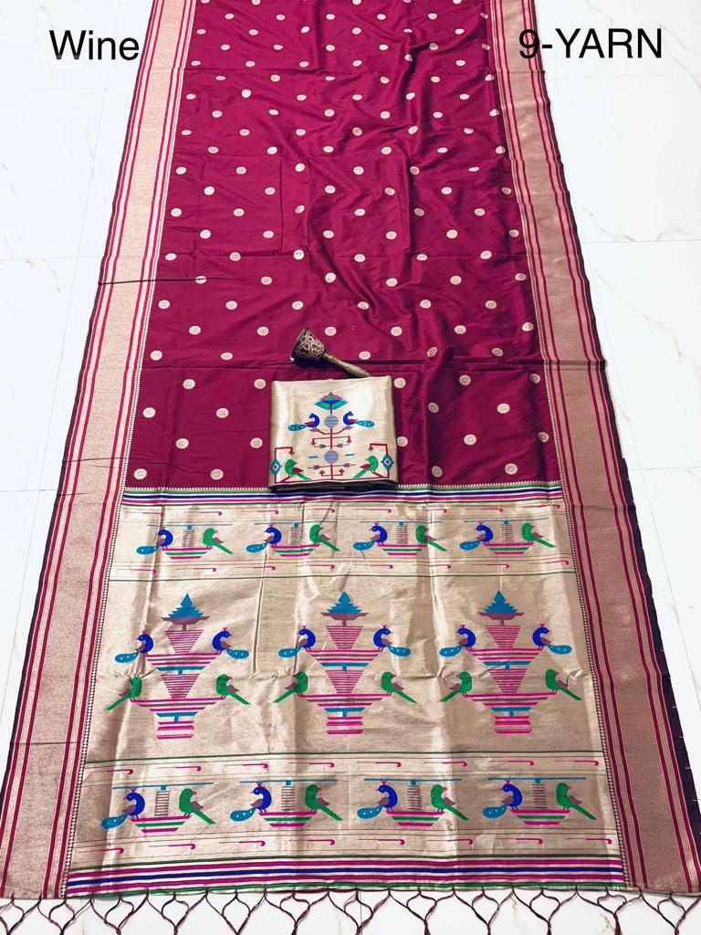 Minakari Kadiyal Border Nauvari Saree (9 Yards)