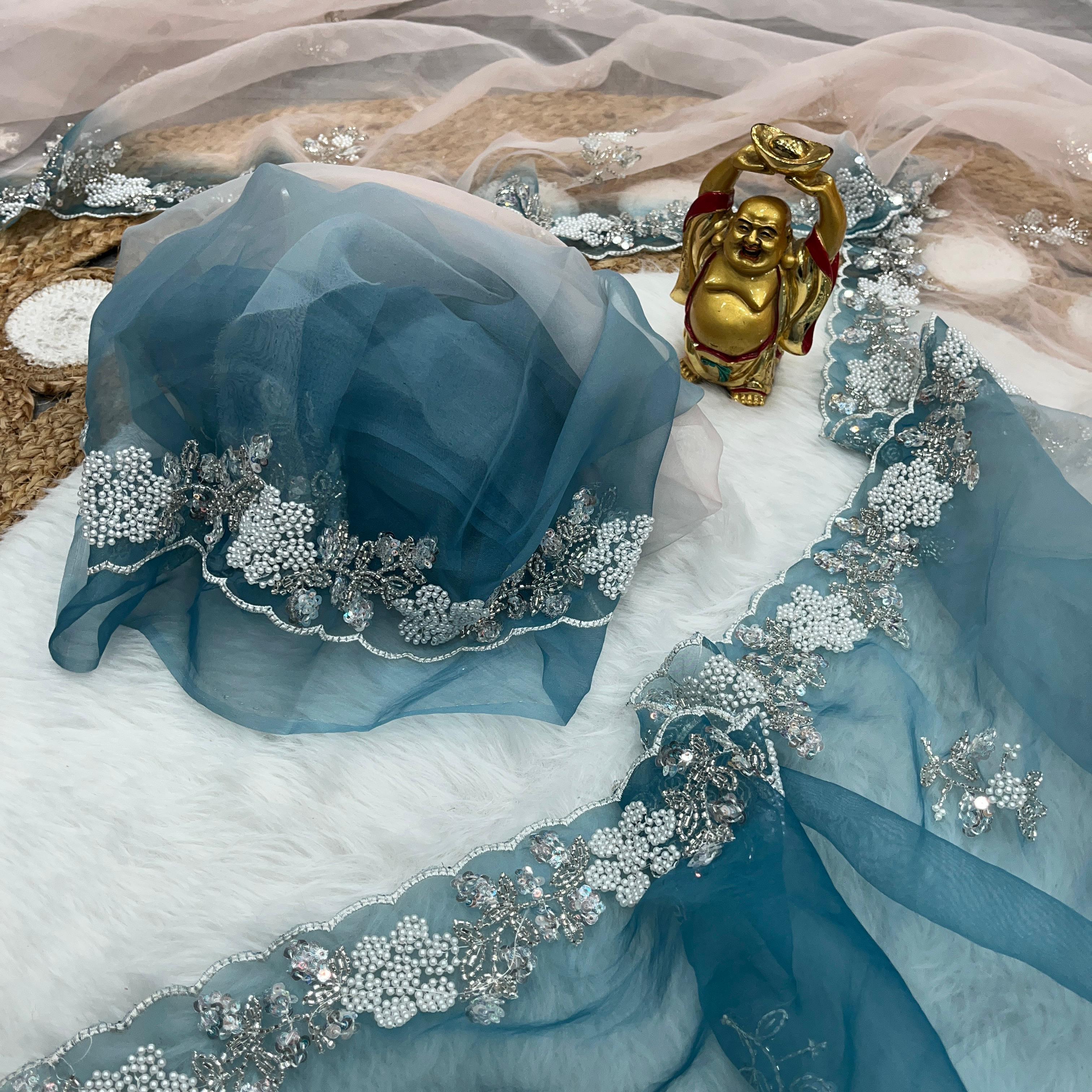 Soft Shiney Organza Cutdana Work Saree