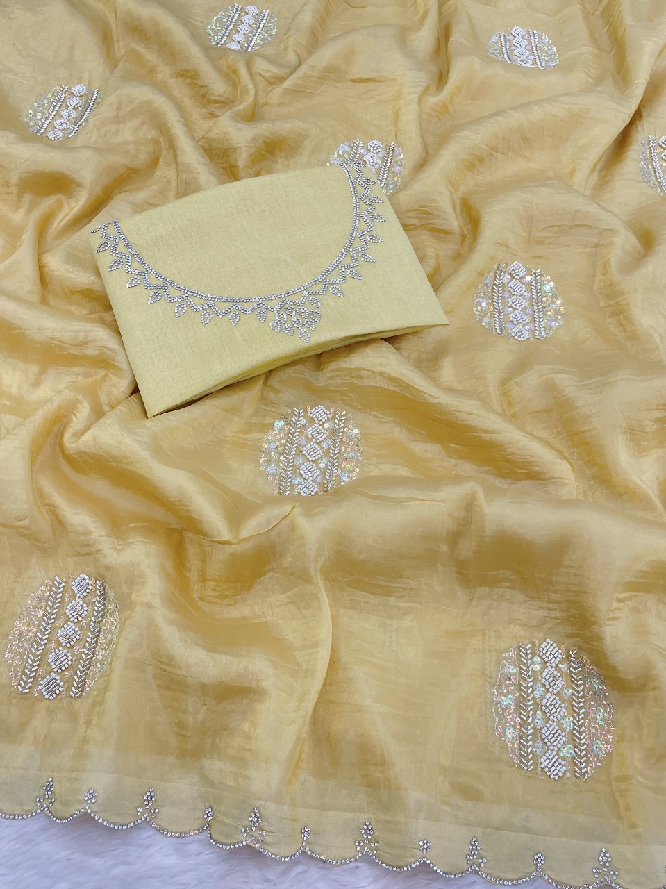 GOLD CRUSH DESIGNER SAREE