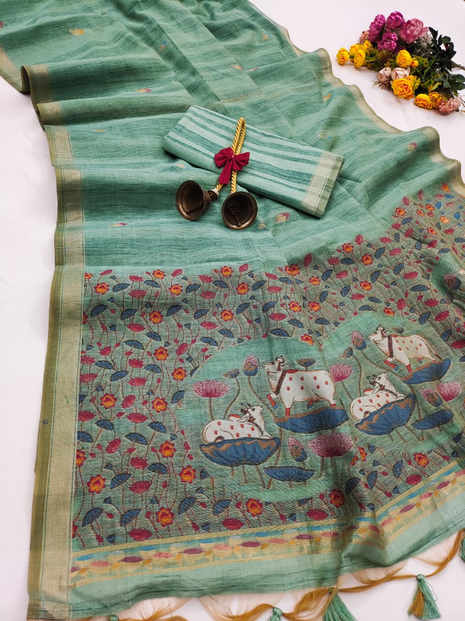 Ghicha cotton saree Pichwai Pallu