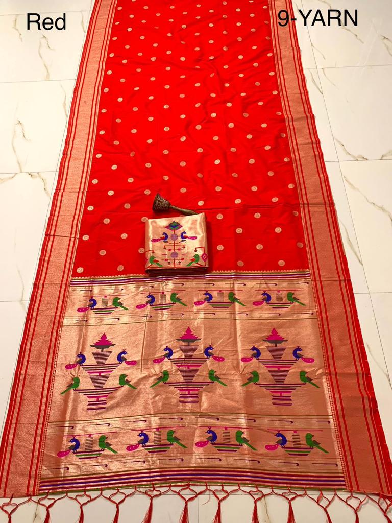 Minakari Kadiyal Border Nauvari Saree (9 Yards)