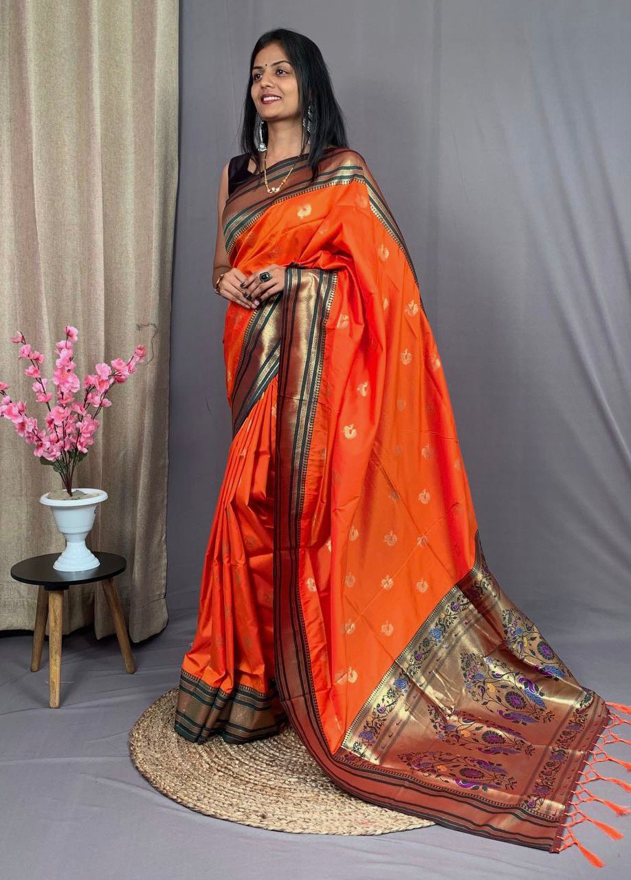 Peacock Butti Paithani Saree