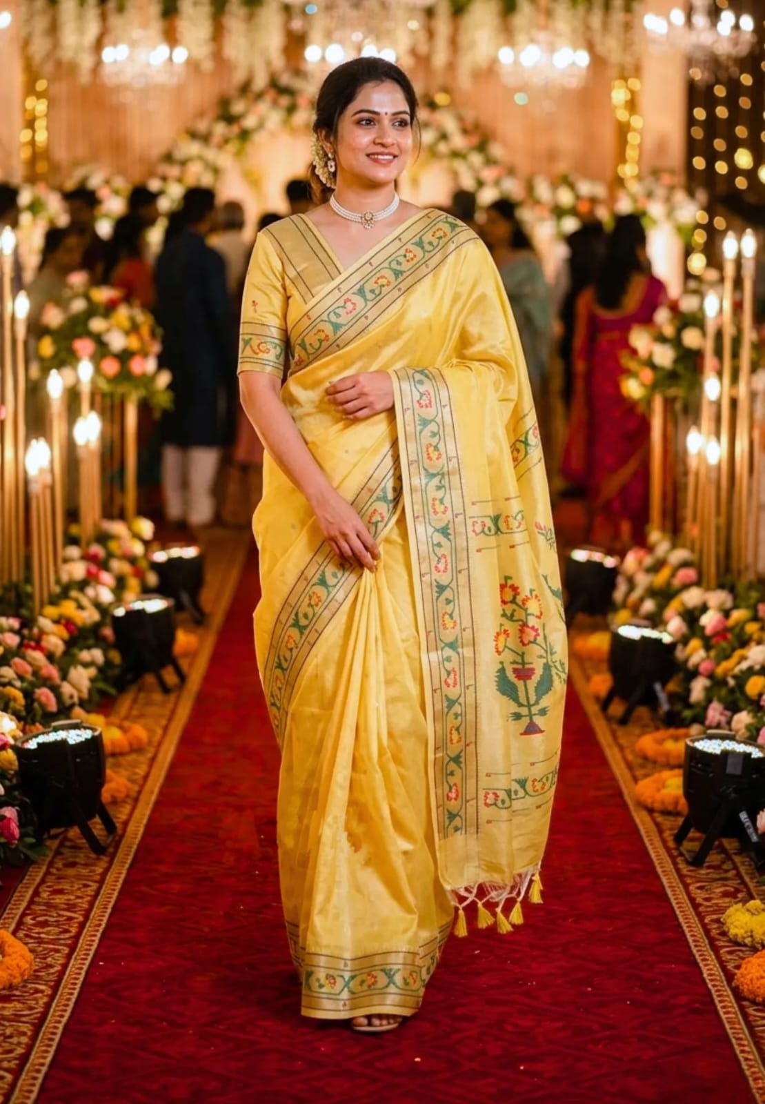 Asawali Border Soft Tussar Silk Paithani  