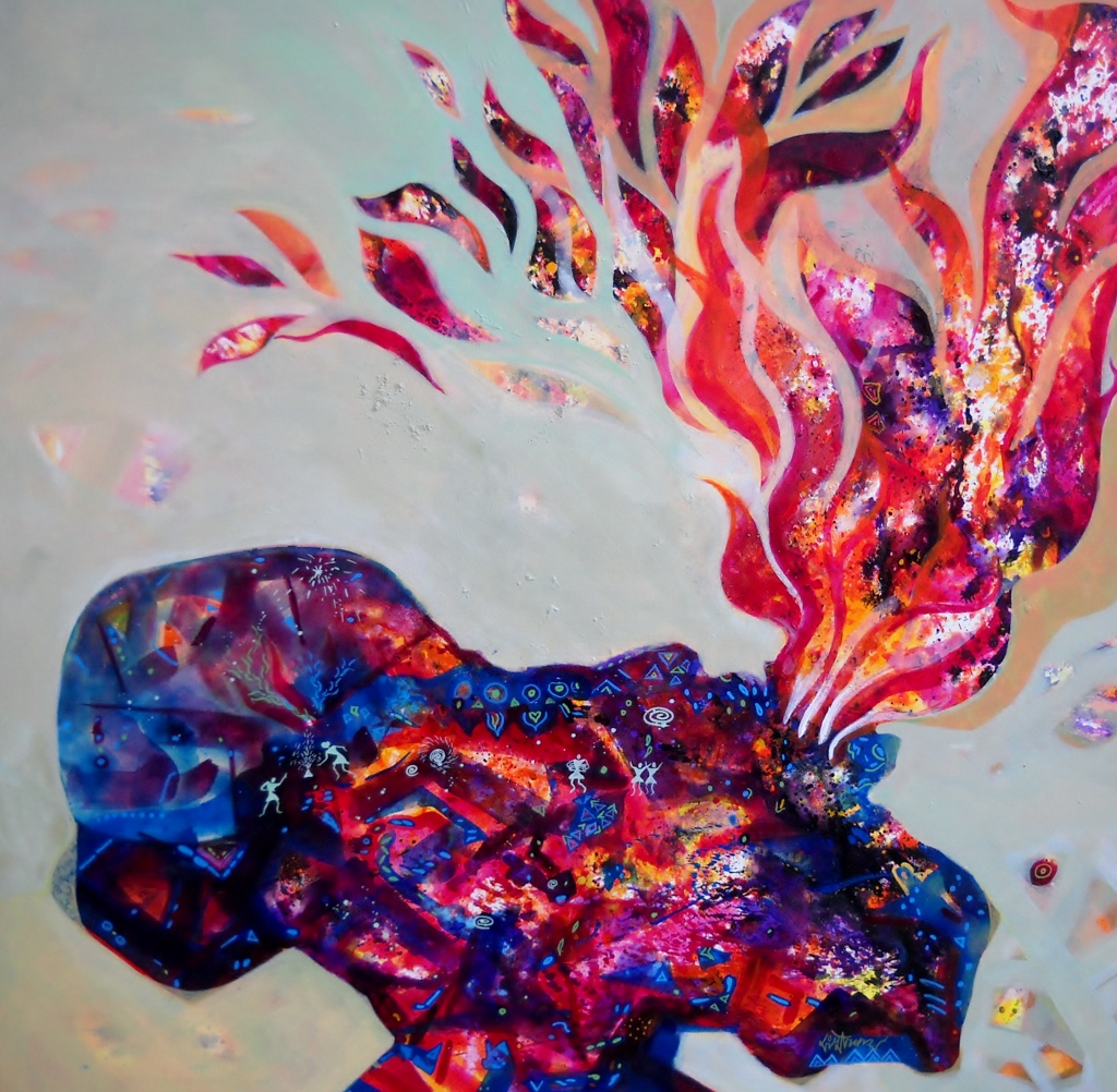 Abstract Flaming Skull Art Print