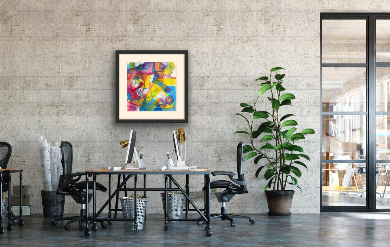 Title: Golden Geometry I Size: 45 cm × 45 cm I Medium: Acrylic on Canvas I Presentation: Framed I Price: On Request I Prints: Limited Edition Available with Authenticity Certificates