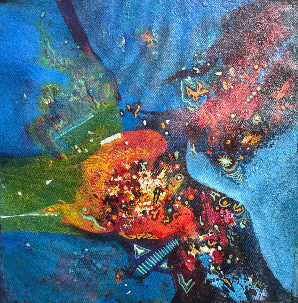 Emergence I Size: 45 × 45 cm I Medium: Acrylic on Canvas I Mounted Framed I Price on Request