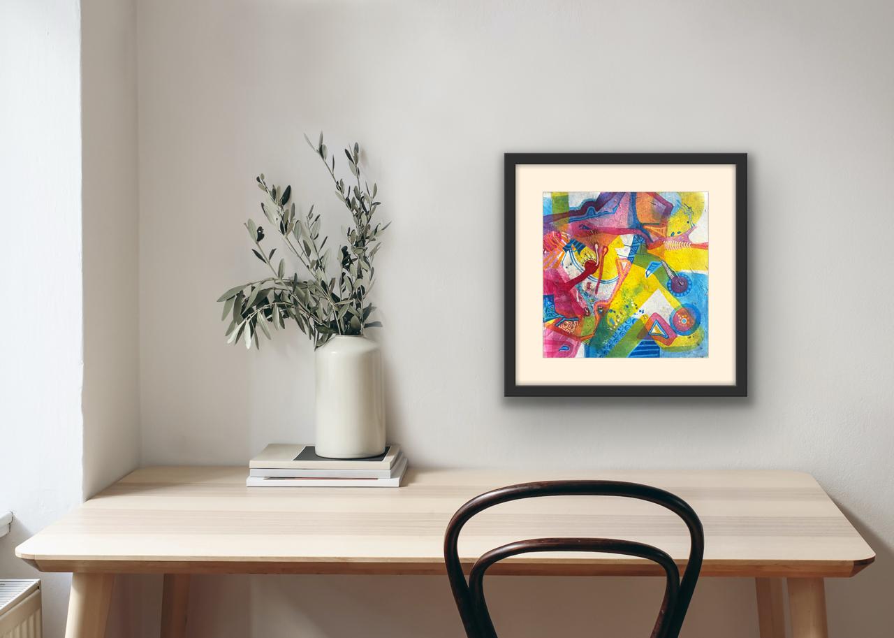 Title: Golden Geometry I Size: 45 cm × 45 cm I Medium: Acrylic on Canvas I Presentation: Framed I Price: On Request I Prints: Limited Edition Available with Authenticity Certificates