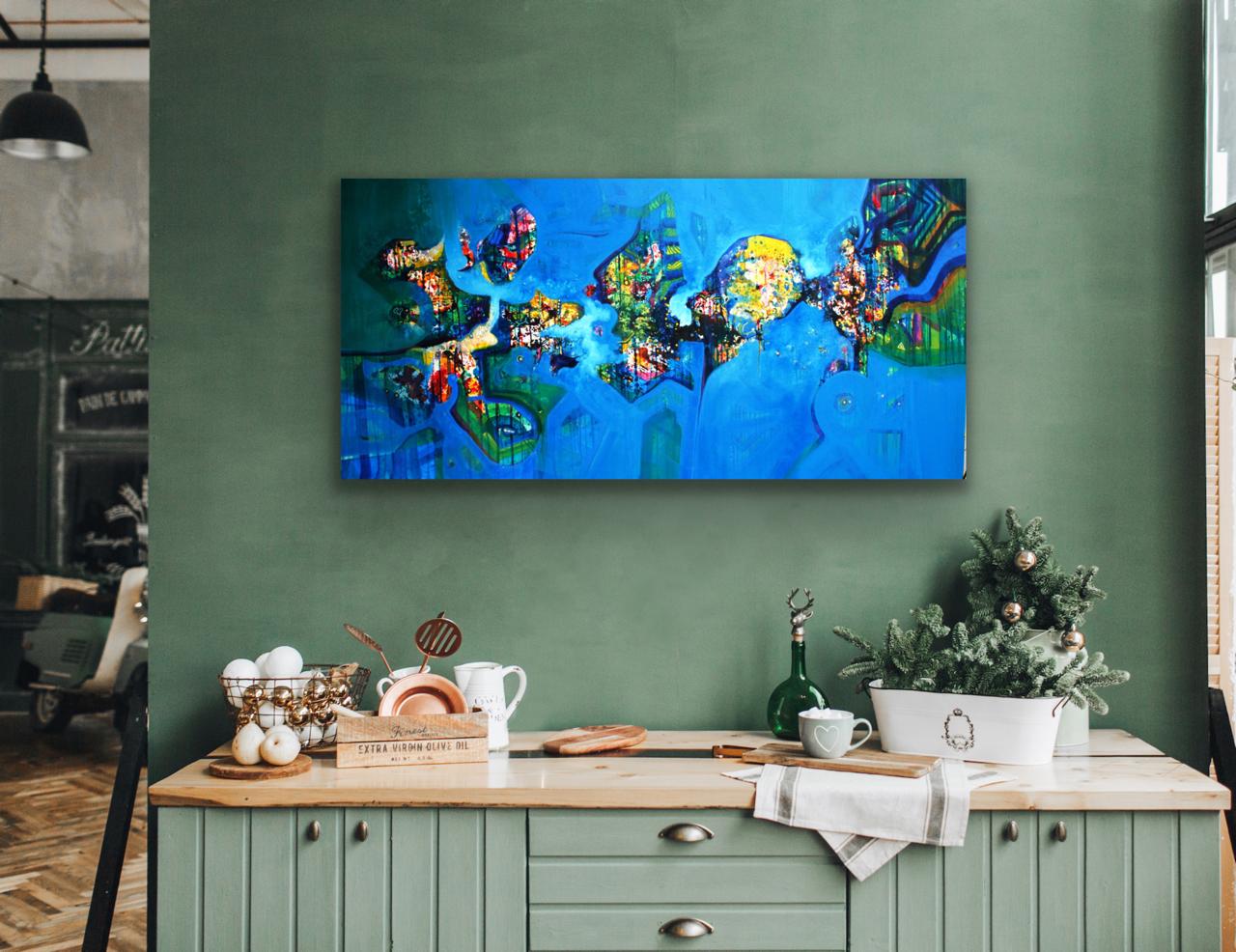 Flow of Consciousness I Size: 33 × 72 inches I Medium: Acrylic on Canvas Rolled I Price on Request