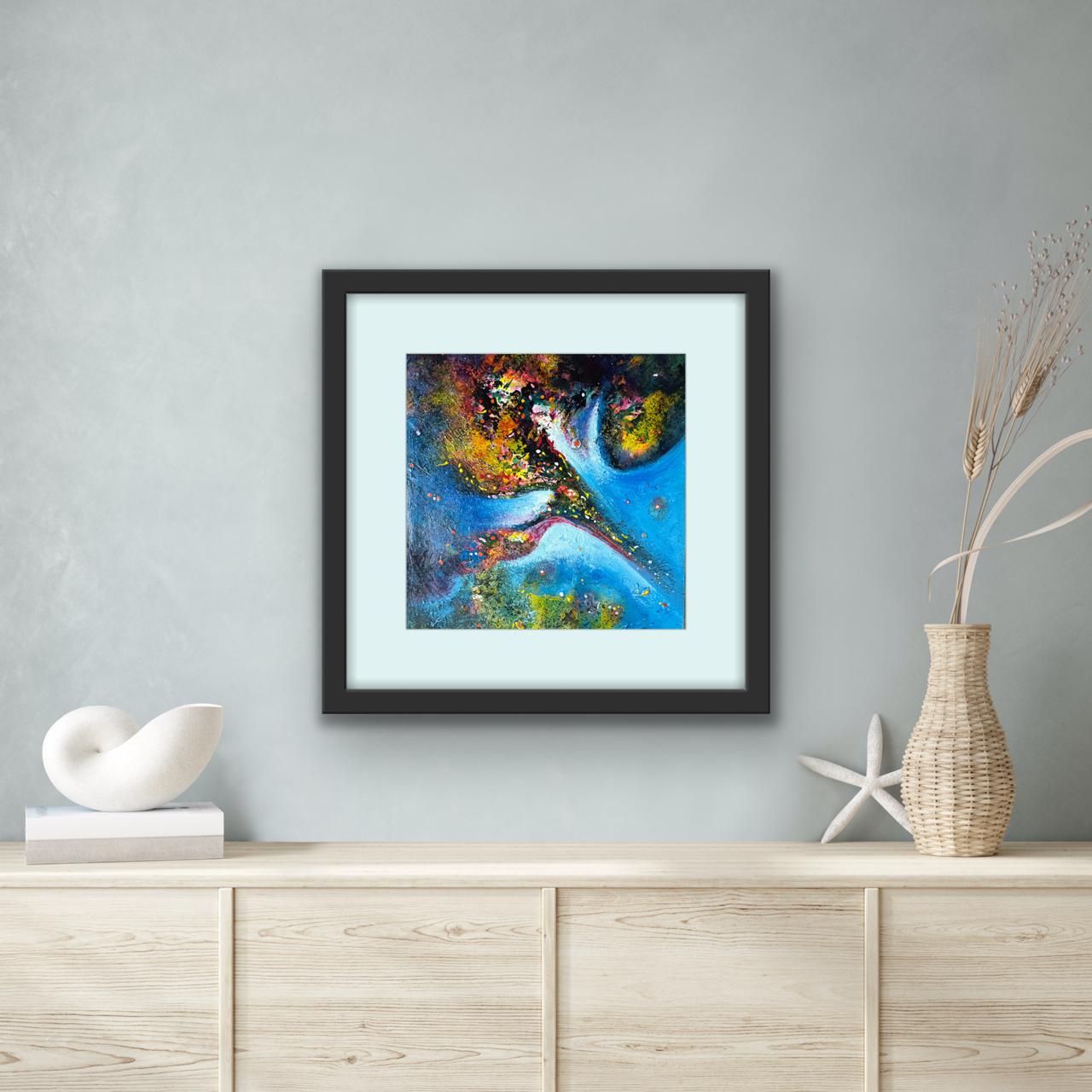 Dynamic Strokes I Size: 35 cm × 35 cm I Medium: Acrylic on Paper I Presentation: Framed I Price: On Request I Prints: Limited Edition Available with Authenticity Certificates