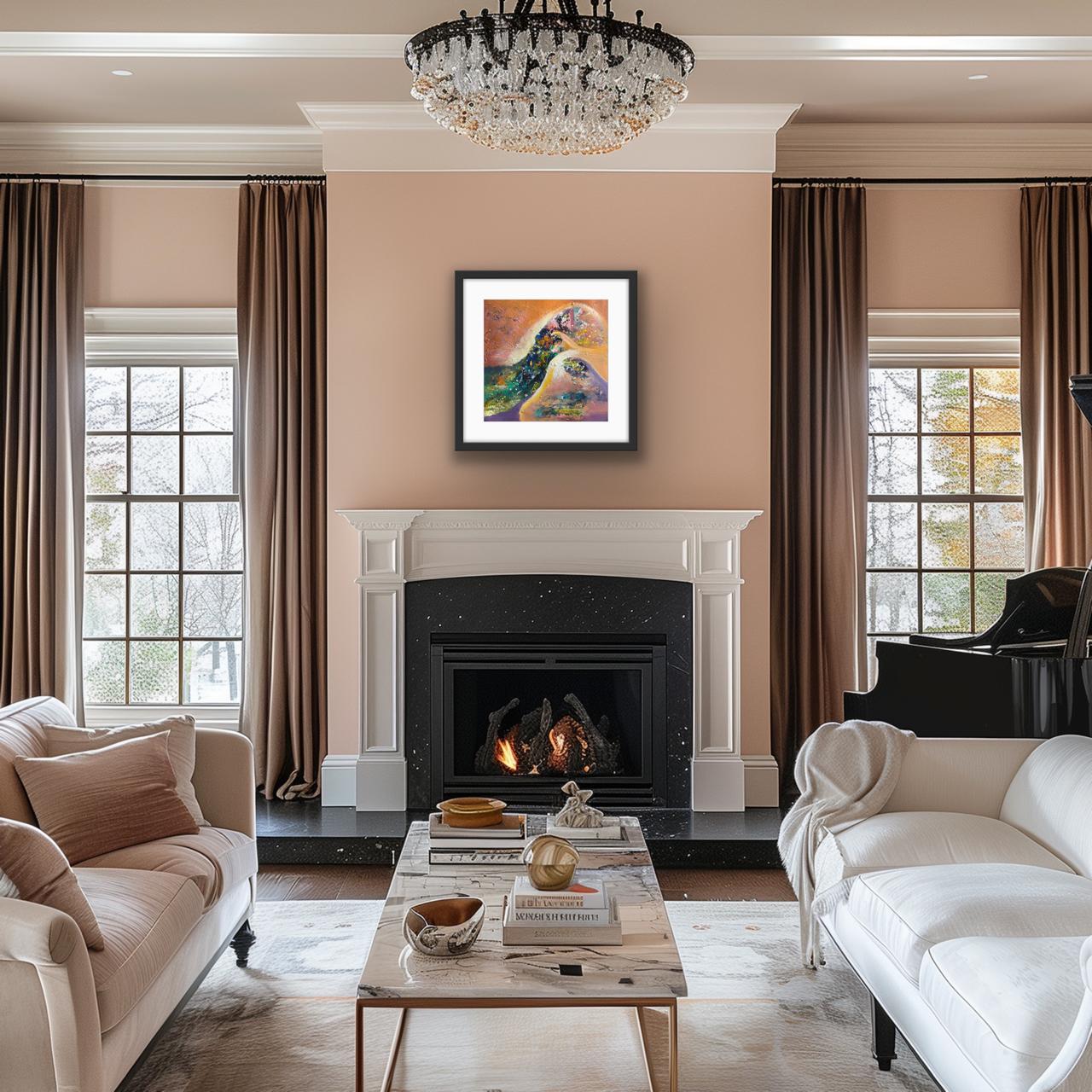 Flowing Light I Size: 45 cm × 45 cm I Medium: Acrylic on Canvas I Presentation: Framed I Price: On Request I Prints: Limited Edition Available with Authenticity Certificates