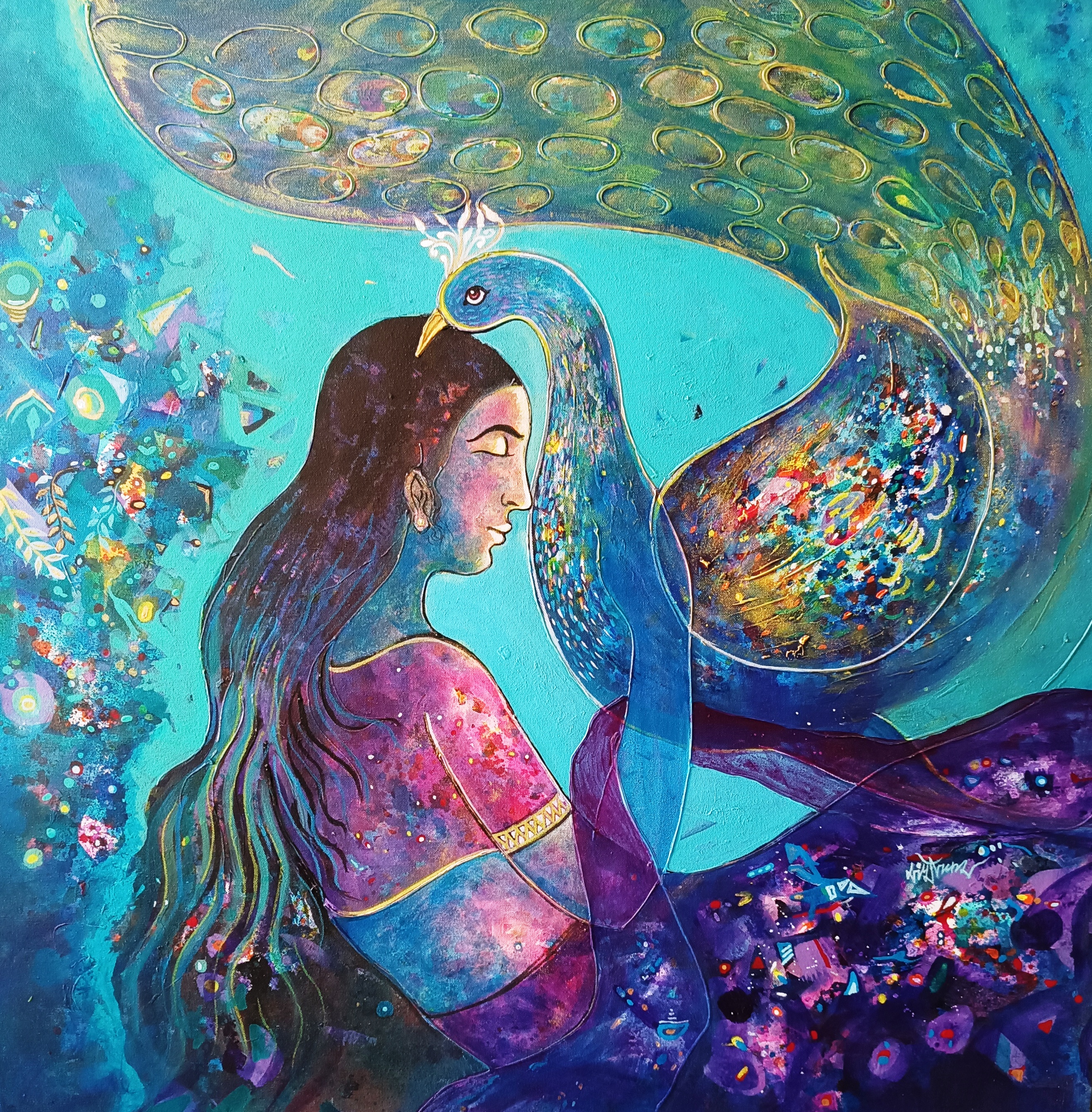 Saptaswara (Harmony of the Seven Chakras) I Acrylic on Canvas (Rolled) I 90 × 90 cm I Price on Request