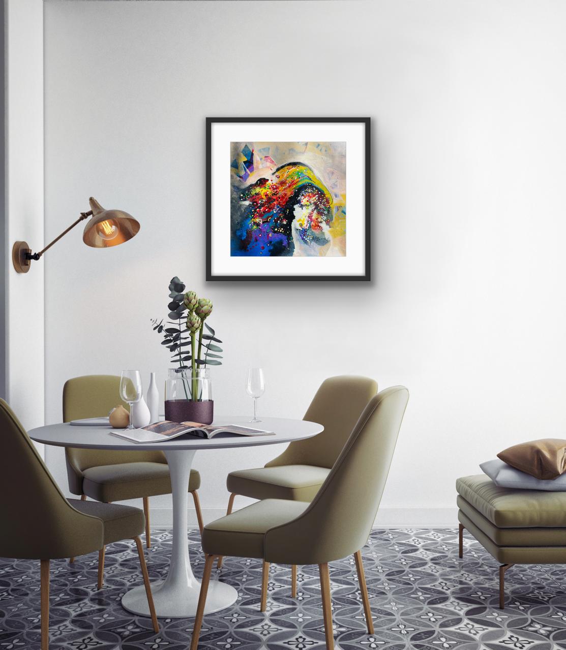 Vibrant Ascent I Size: 45 cm × 45 cm I Medium: Acrylic on Canvas I Presentation: Framed  I Price: On Request I Prints: Limited Edition Available with Authenticity Certificates