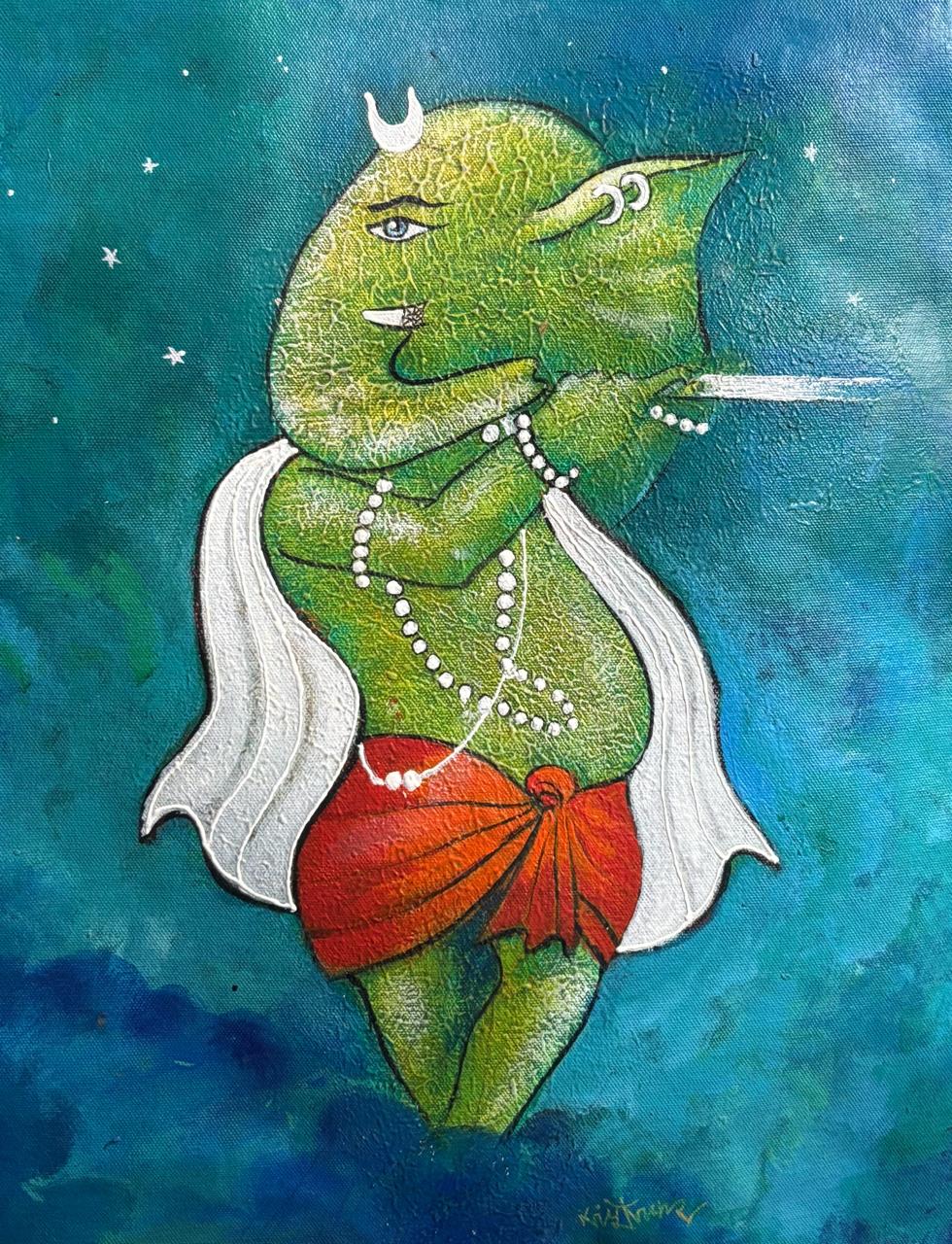 Emerald Divinity I Size: 45 cm x 45 cm I Price: on Request I Mount Framed