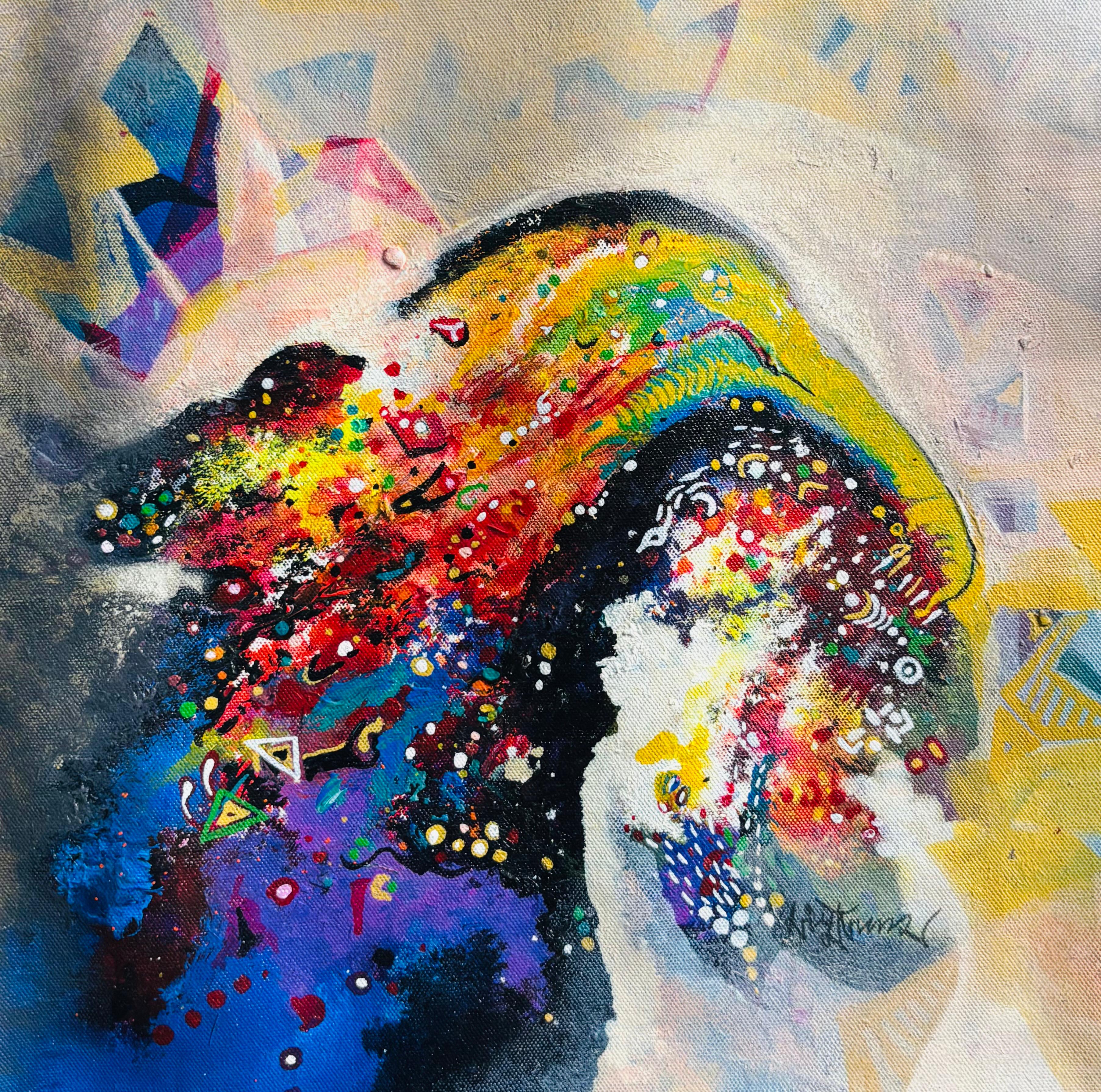 Vibrant Ascent I Size: 45 cm × 45 cm I Medium: Acrylic on Canvas I Presentation: Framed  I Price: On Request I Prints: Limited Edition Available with Authenticity Certificates