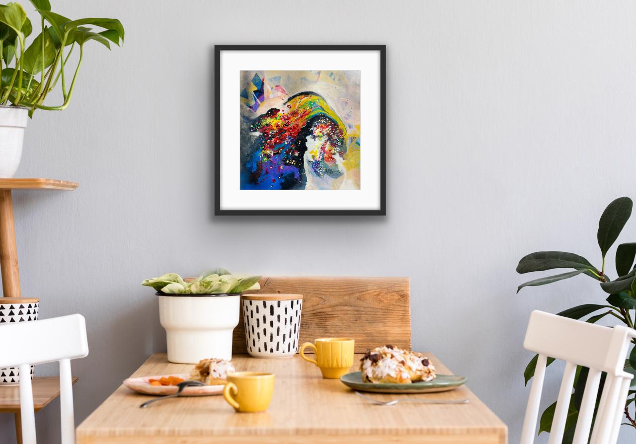 Vibrant Ascent I Size: 45 cm × 45 cm I Medium: Acrylic on Canvas I Presentation: Framed  I Price: On Request I Prints: Limited Edition Available with Authenticity Certificates