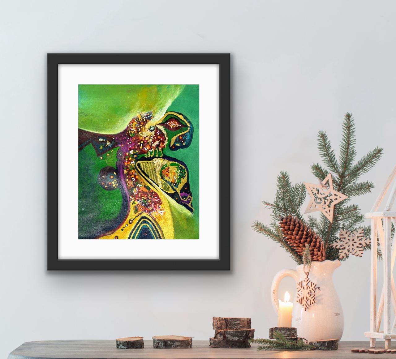 Spirit of the Forest Guardian I 45 cm × 60 cm I Acrylic on Canvas Framed I Price on Request