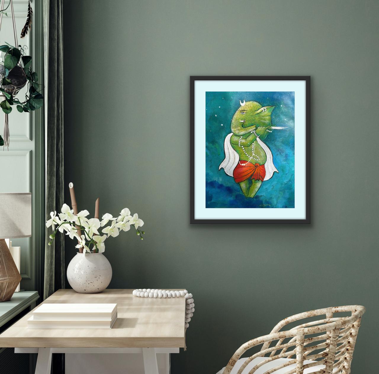 Emerald Divinity I Size: 45 cm x 45 cm I Price: on Request I Mount Framed