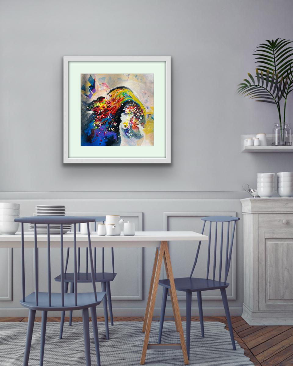 Vibrant Ascent I Size: 45 cm × 45 cm I Medium: Acrylic on Canvas I Presentation: Framed  I Price: On Request I Prints: Limited Edition Available with Authenticity Certificates