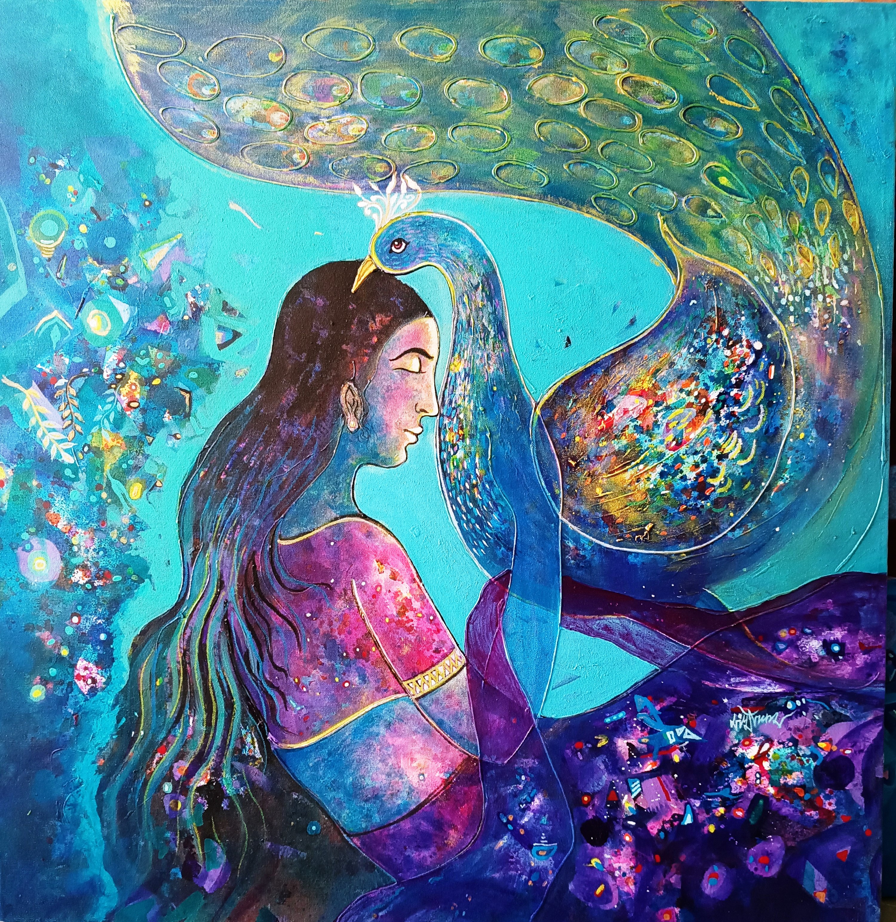 Whispers of Inner Grace I 90 x90 cm IAcrylic on canvas Rolled I Price On Requset