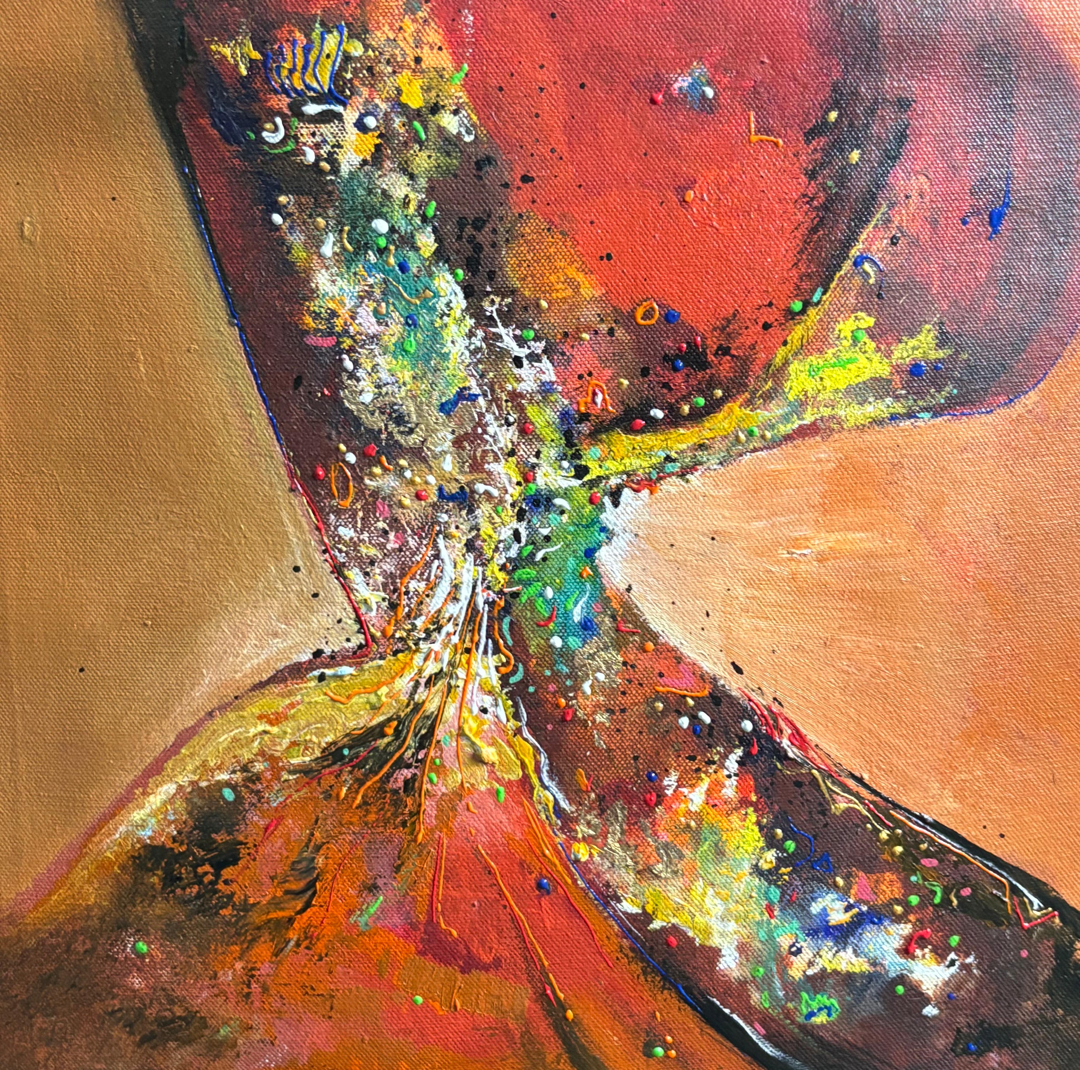 Radiant Flames I Size: 45 cm × 45 cm I Medium: Acrylic on Canvas I Presentation: Framed I Price: On Request