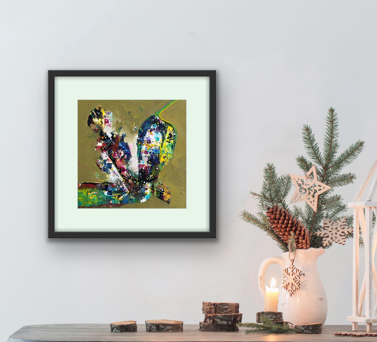 Silent Strength I Size: 35x35 cm I Price: on Request I Acrylic on Paper I Mount Framed