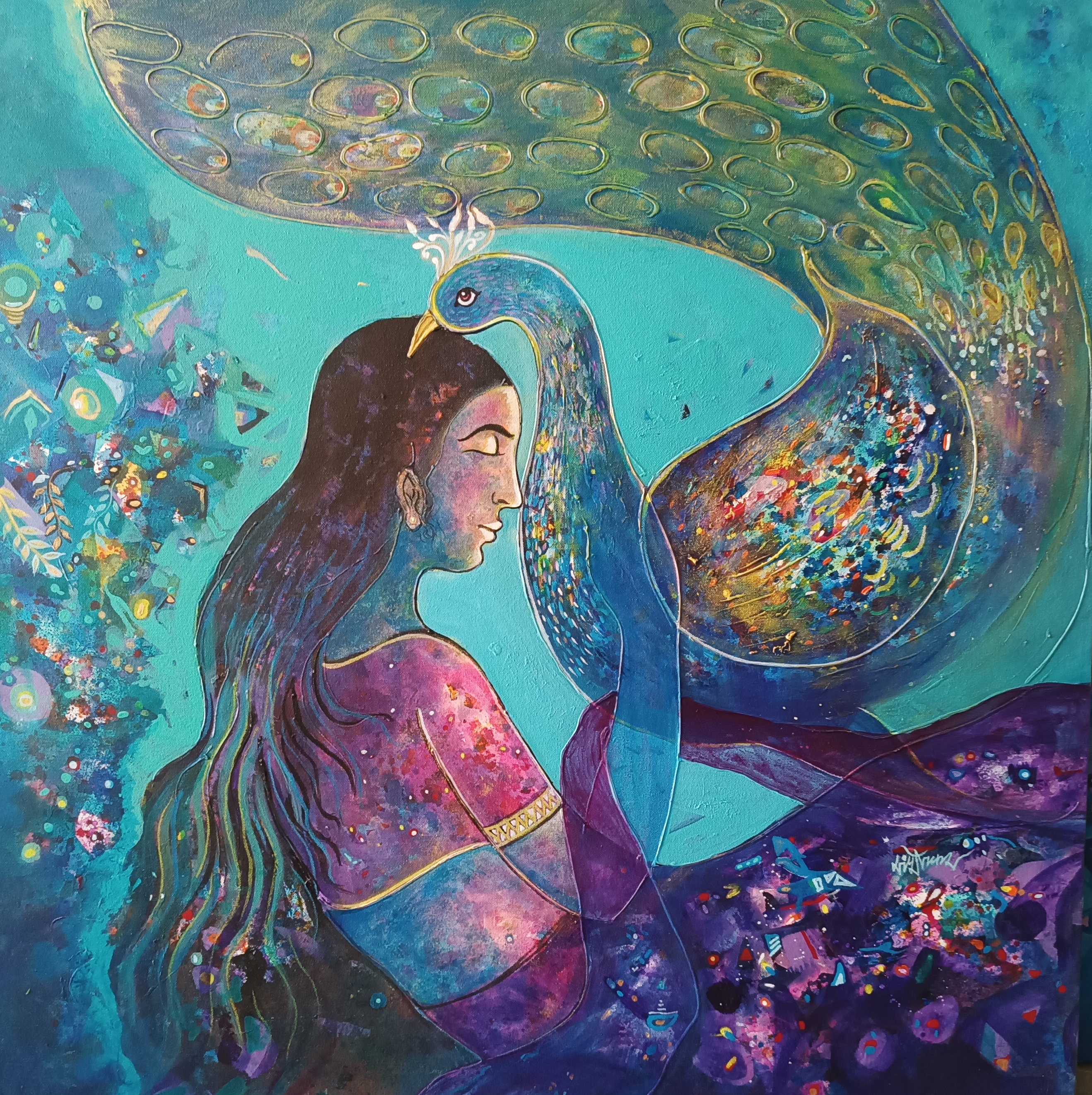 Saptaswara (Harmony of the Seven Chakras) I Acrylic on Canvas (Rolled) I 90 × 90 cm I Price on Request