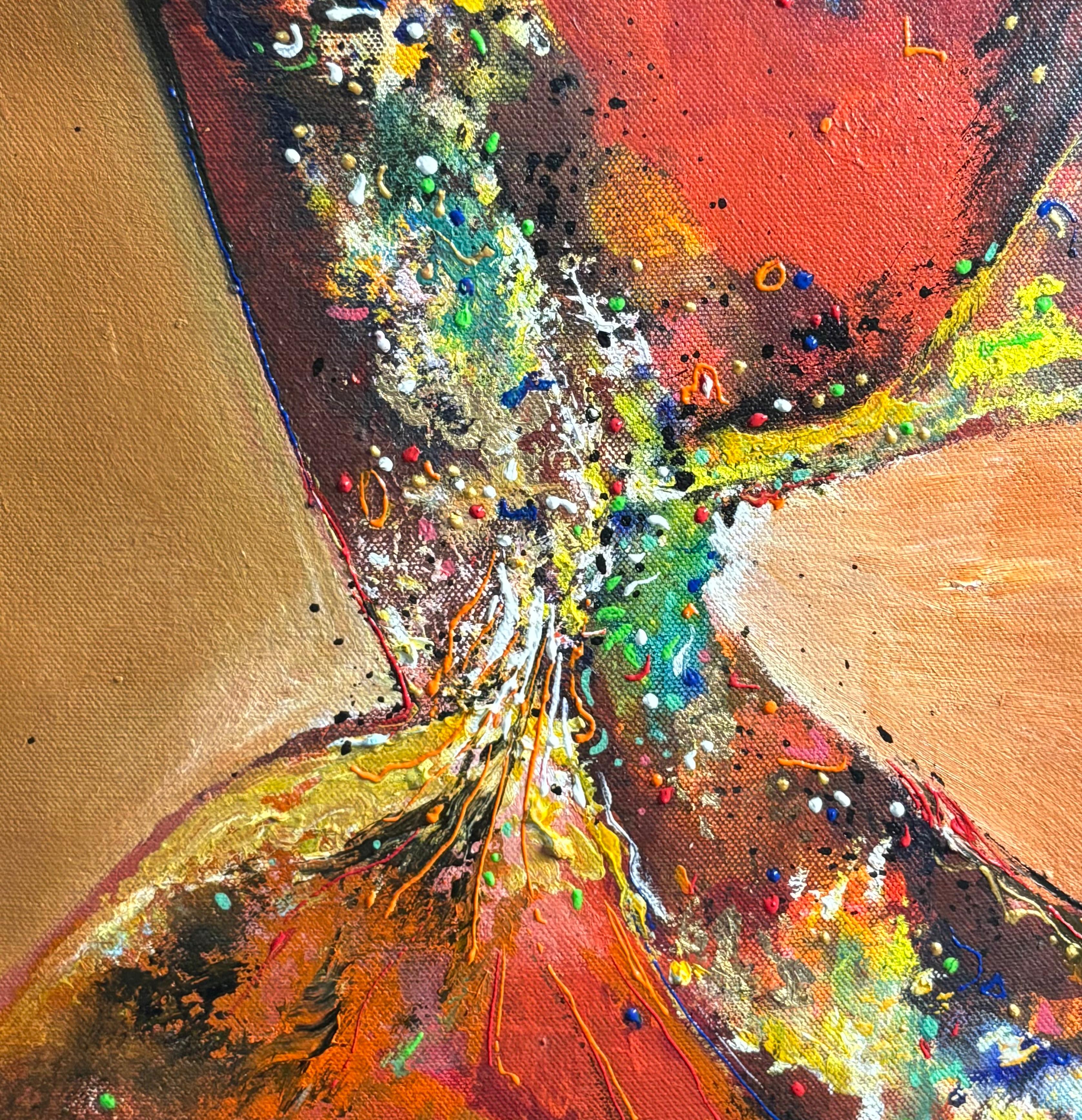 Radiant Flames I Size: 45 cm × 45 cm I Medium: Acrylic on Canvas I Presentation: Framed I Price: On Request