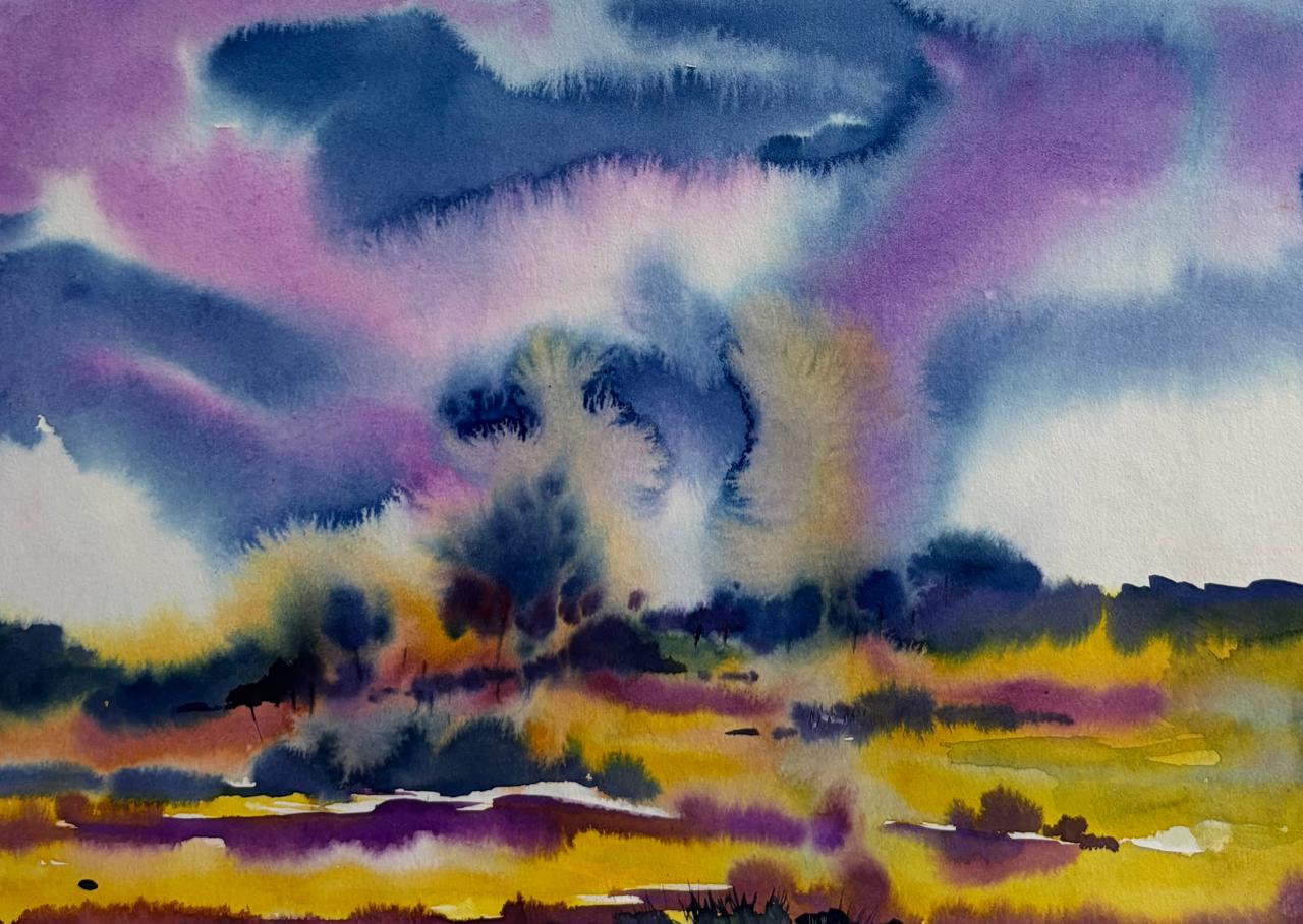 Sky Writing Over the Fields