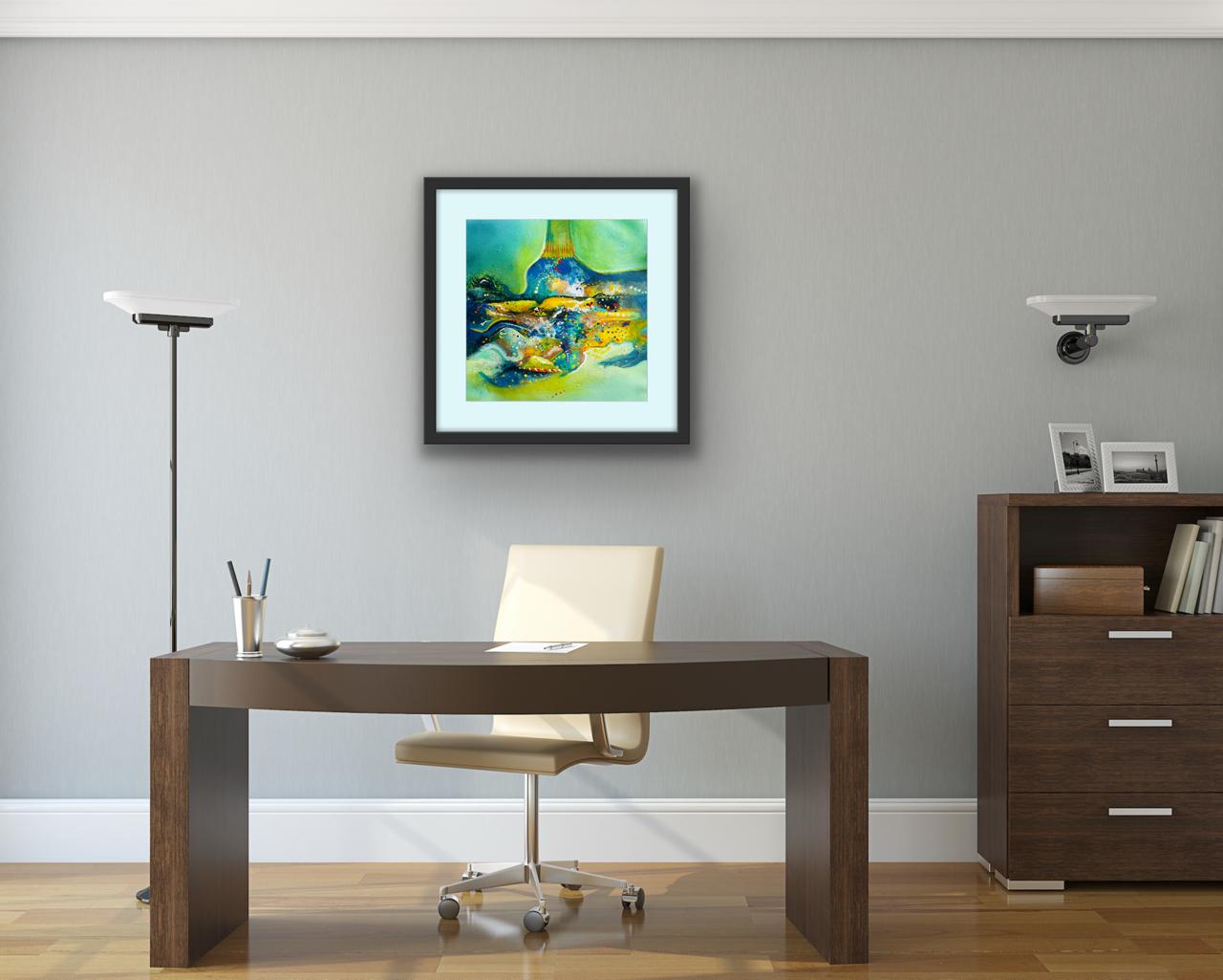 Title: Cosmic Bloom Size: 45 cm × 45 cm I Medium: Acrylic on Canvas I Presentation: Framed I Price: On Request I Prints: Limited Edition Available with Authenticity Certificates