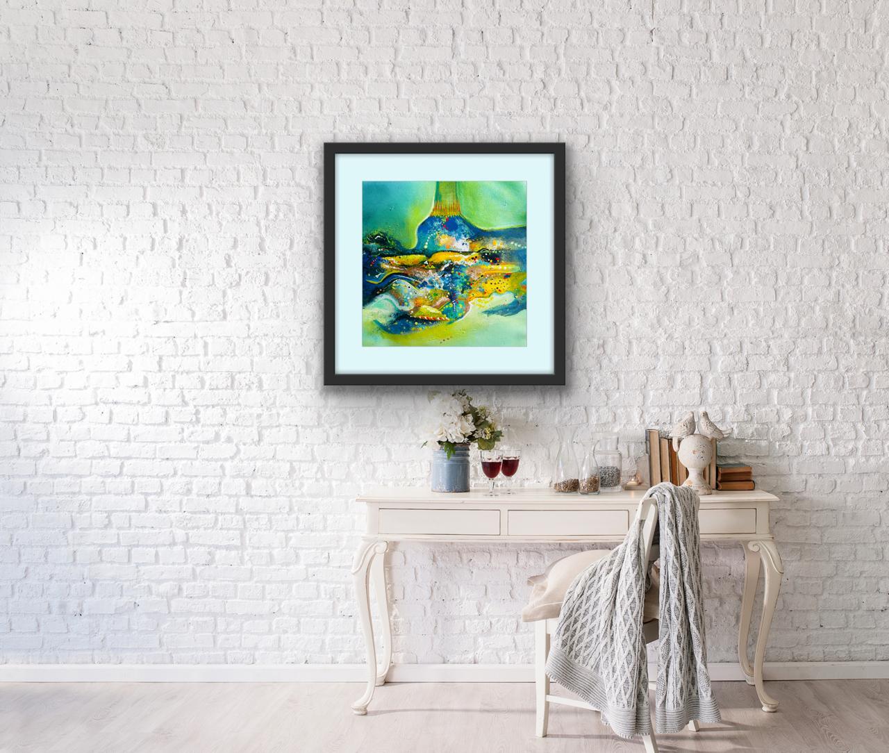 Title: Cosmic Bloom Size: 45 cm × 45 cm I Medium: Acrylic on Canvas I Presentation: Framed I Price: On Request I Prints: Limited Edition Available with Authenticity Certificates