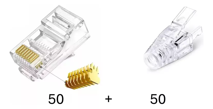Conector Rj-45 Macho Categoría 6 + Bota Transparente 50 Un